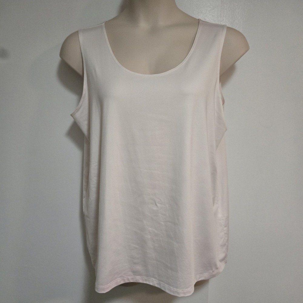 Chico's Plus Size 4 (2X) White Scoop Neck Stretch Nylon Blend Knit Tank Top NEW